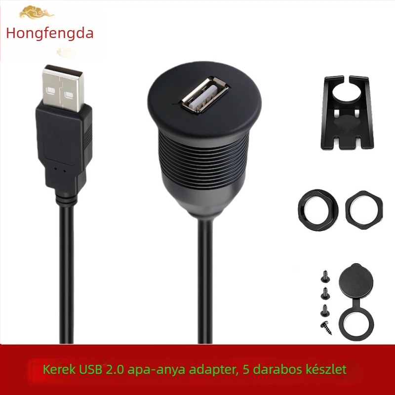 Autóba szerelt, egyportos USB 3.0/2.0 vízálló hosszabbító kábel, férfi–női csatlakozóval, műszerfal számára