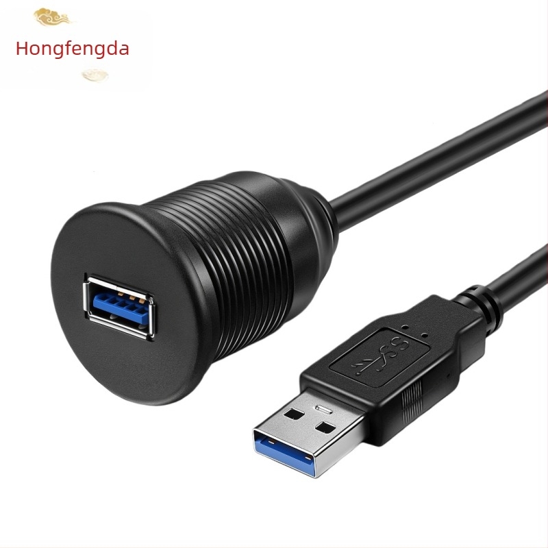 Autóba szerelt, egyportos USB 3.0/2.0 vízálló hosszabbító kábel, férfi–női csatlakozóval, műszerfal számára