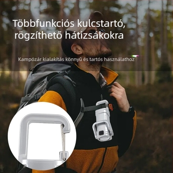 LED kulcstartó zseblámpa kampóval, 5W, akkumulátor 150, kézi dinamó, hatótáv <50 m