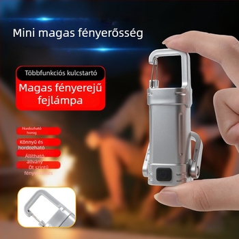 LED kulcstartó zseblámpa kampóval, 5W, akkumulátor 150, kézi dinamó, hatótáv <50 m