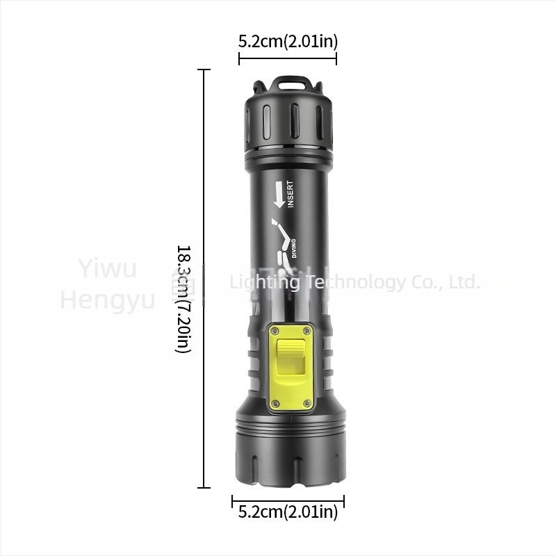 XHP70 búvár LED zseblámpa digitális kijelzővel, USB töltés, 5000mAh akkumulátor