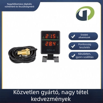Autóipari kettős kijelzős mérő – víz hőmérséklete és feszültség, műanyag ház, szabványos feszültség