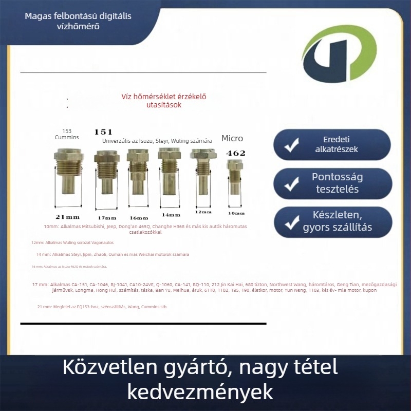 Autóipari kettős kijelzős mérő – víz hőmérséklete és feszültség, műanyag ház, szabványos feszültség