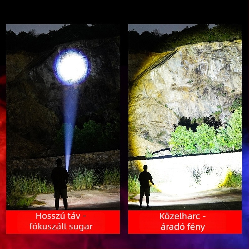 Kézi lézeres zseblámpa 36W, optikai zoom, 360° forgatás, 500 m feletti hatótáv