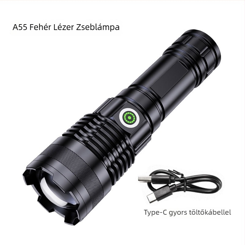 Kézi lézeres zseblámpa 36W, optikai zoom, 360° forgatás, 500 m feletti hatótáv