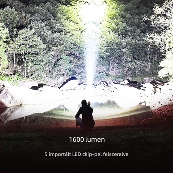 Sky Fire erős fényű elemlámpa, újratölthető, tartós, hordozható kültéri világításhoz, ultra-fényes LED lámpa Li‑ion akkumulátorral