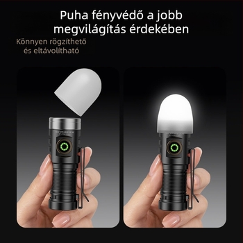 Sky Fire erős fényű elemlámpa, újratölthető, tartós, hordozható kültéri világításhoz, ultra-fényes LED lámpa Li‑ion akkumulátorral