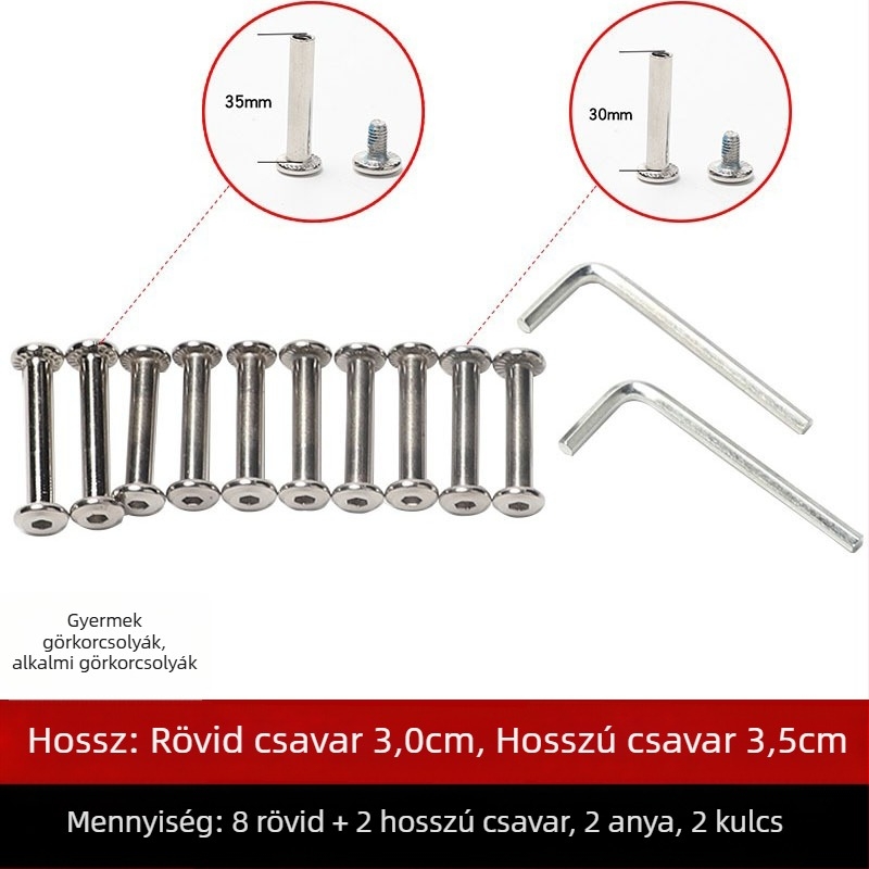 Görkorcsolya csavarkészlet belső hatszög záróanyákkal és acél tüskékkel egysoros kerekekhez