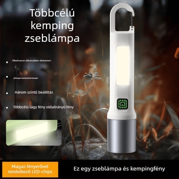 Teleszkópos zoomos zseblámpa, 5W LED, újratölthető, 800 mAh akkumulátor, kültéri keresőfény