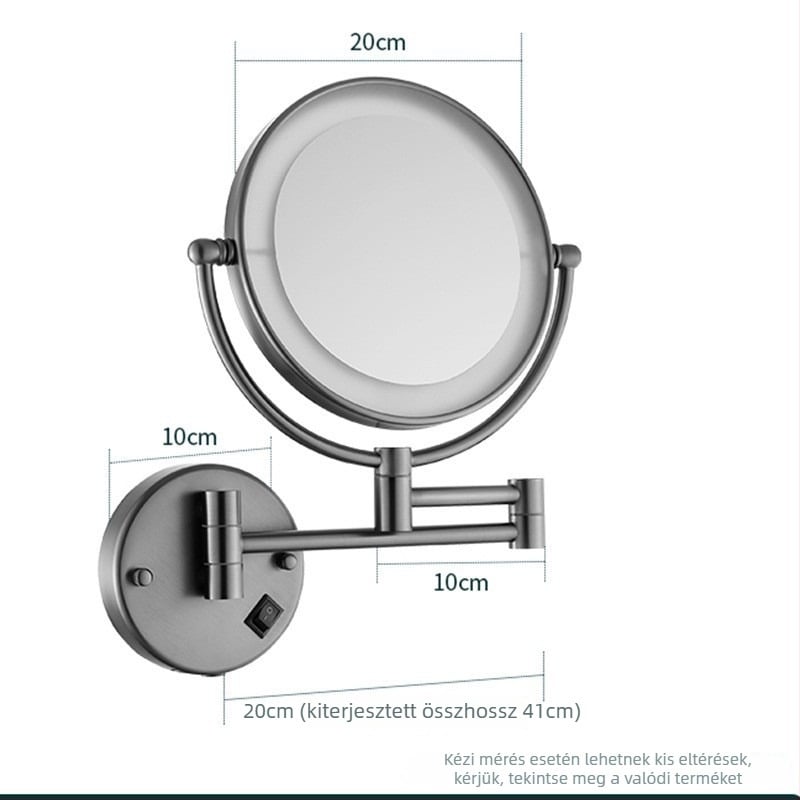 Anju Hajtható fürdőszobai tükör, kétoldalas, falra szerelhető, kinyújtható, fémkeret