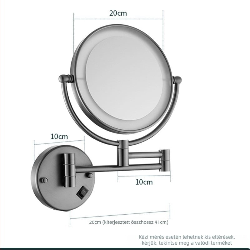 Anju Hajtható fürdőszobai tükör, kétoldalas, falra szerelhető, kinyújtható, fémkeret
