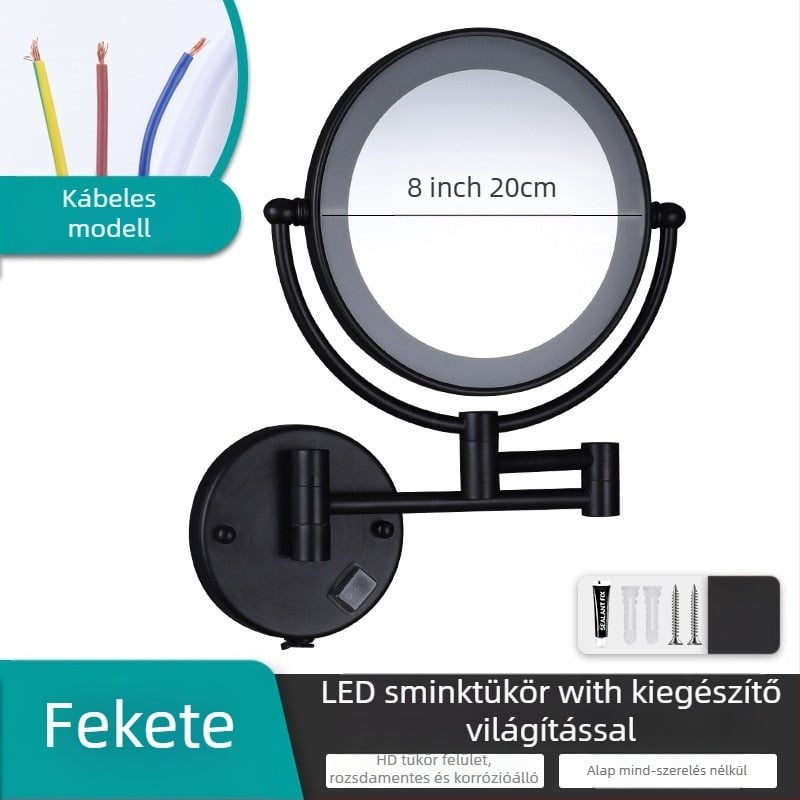 Anju Hajtható fürdőszobai tükör, kétoldalas, falra szerelhető, kinyújtható, fémkeret