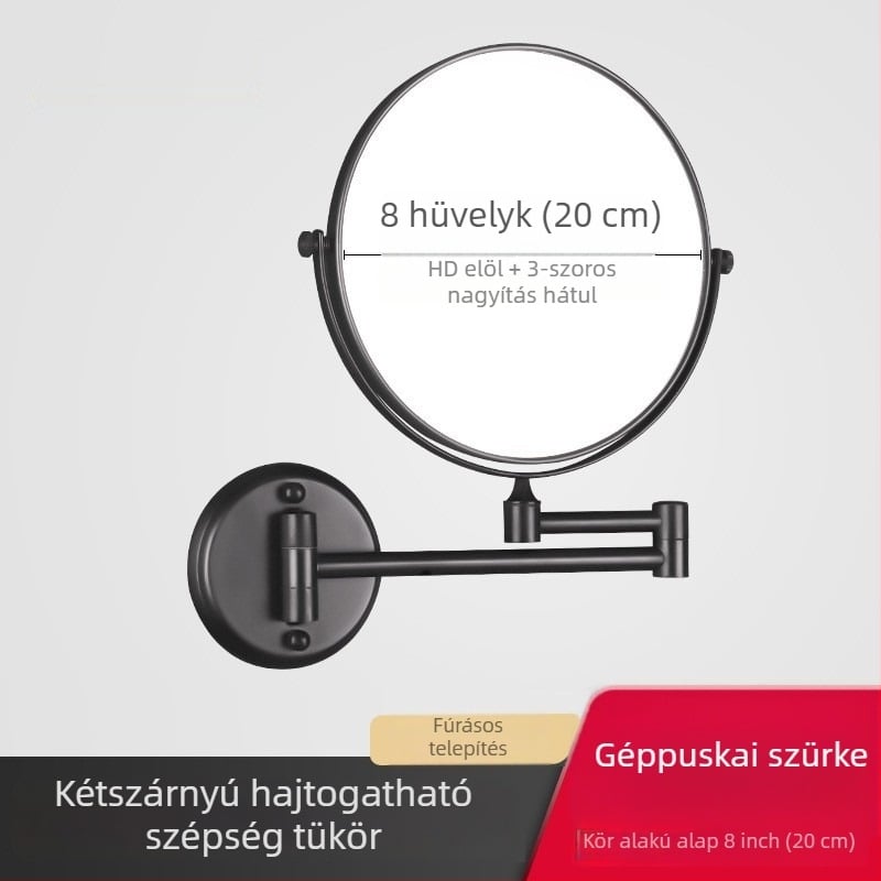 Anju Hajtható fürdőszobai tükör, kétoldalas, falra szerelhető, kinyújtható, fémkeret