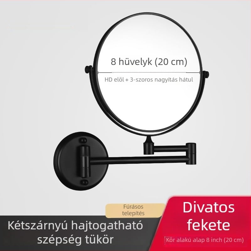Anju Hajtható fürdőszobai tükör, kétoldalas, falra szerelhető, kinyújtható, fémkeret
