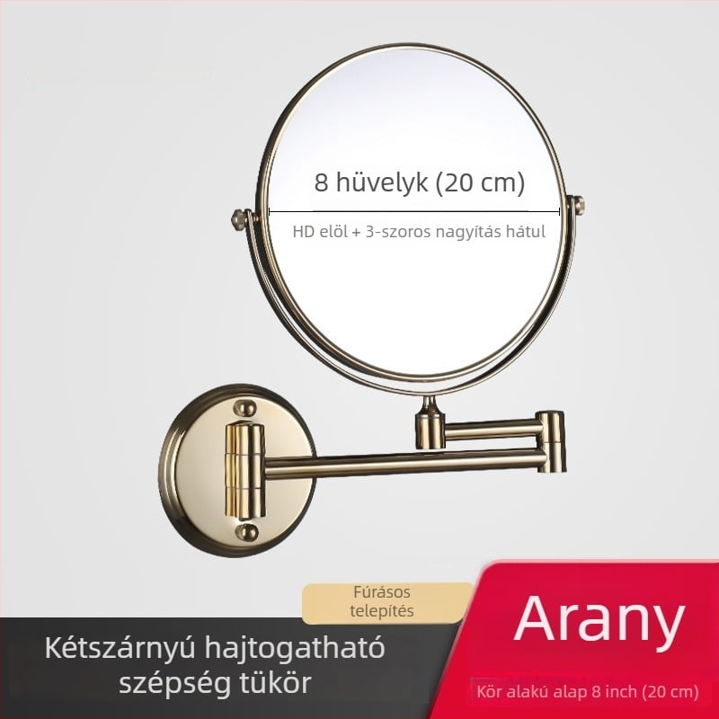 Anju Hajtható fürdőszobai tükör, kétoldalas, falra szerelhető, kinyújtható, fémkeret