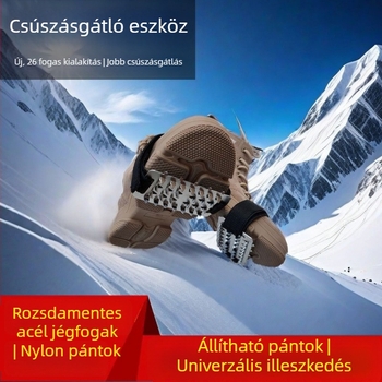 26‑tagú jég- és hócramponok csúszásmentes felülettel, téli kültéri használatra – síeléshez és jégmászáshoz