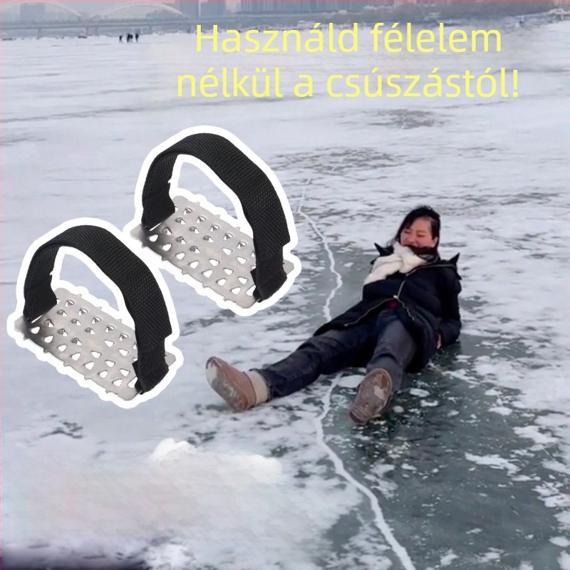 26‑tagú jég- és hócramponok csúszásmentes felülettel, téli kültéri használatra – síeléshez és jégmászáshoz