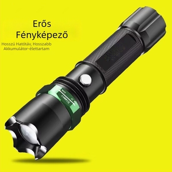LED újratölthető zseblámpa 4800 mAh akkumulátorral, alumínium ötvözet test, 350+ lumen, 100–200 m hatótávolság, 360° forgás