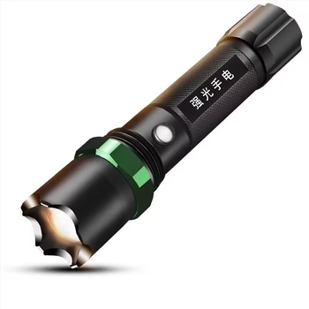 LED újratölthető zseblámpa 4800 mAh akkumulátorral, alumínium ötvözet test, 350+ lumen, 100–200 m hatótávolság, 360° forgás