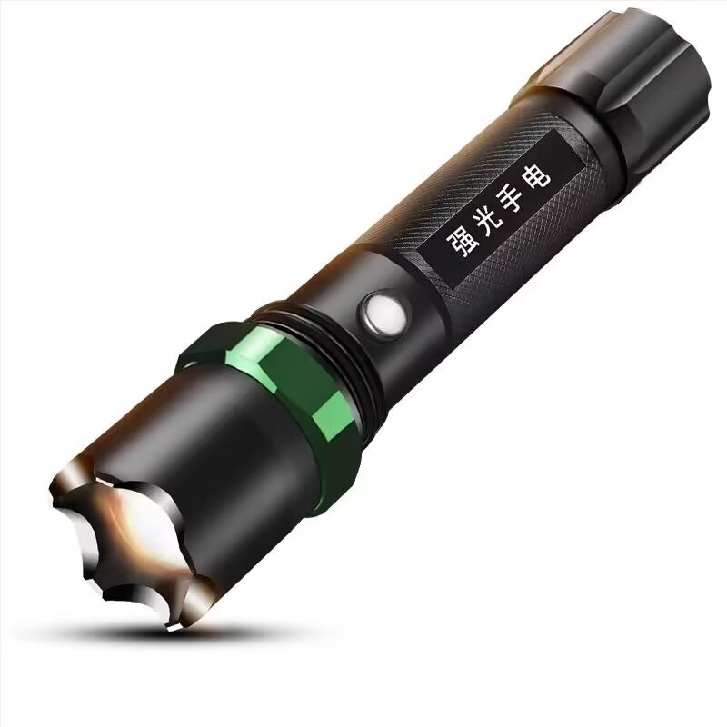 LED újratölthető zseblámpa 4800 mAh akkumulátorral, alumínium ötvözet test, 350+ lumen, 100–200 m hatótávolság, 360° forgás