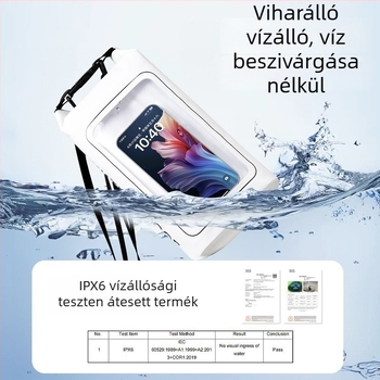 IPX8 vízálló telefontok érintőképernyővel – PVC anyagú száraz táska úszáshoz, merüléshez, strandhoz és horgászathoz