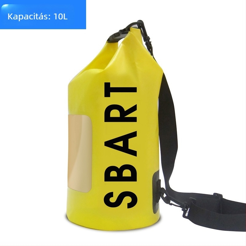 Kültéri vízálló hátizsák 10L PVC-ből, nylon vállpánttal, merüléshez, strandon és úszáshoz