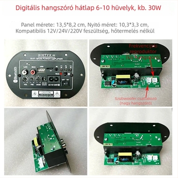 Autós audio vezérlőpanel - Bluetooth, USB, memória kártya, szubwoofer, 30W erősítő