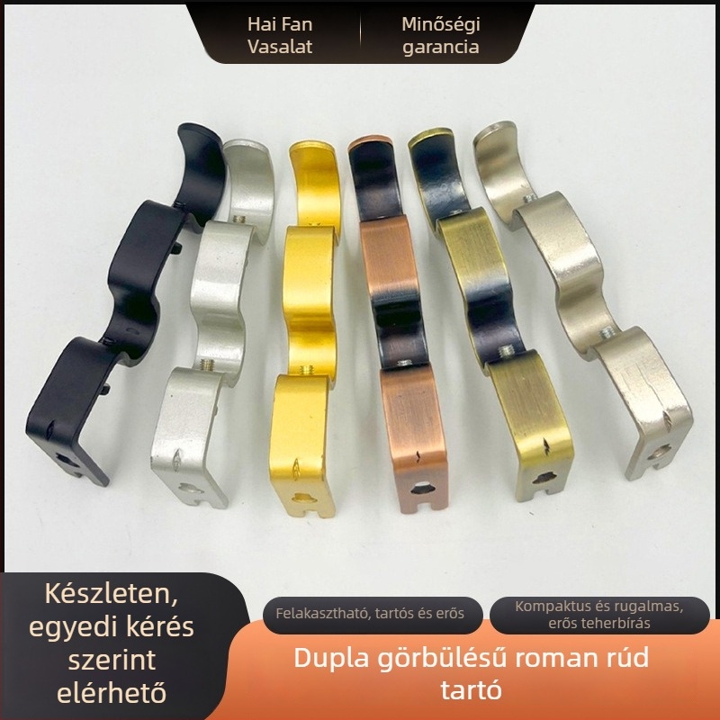 Függönyrúd tartó – dupla görbe, vasból, modern, minimalist stílus, minden függönytípushoz