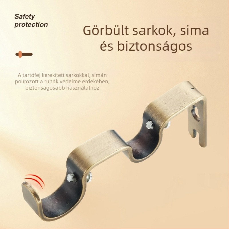 Függönyrúd tartó – dupla görbe, vasból, modern, minimalist stílus, minden függönytípushoz