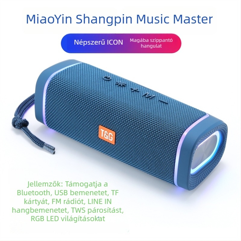 TG375 vezeték nélküli Bluetooth hangszóró LED-es világítással, IPX4 vízálló, 10W, beépített 1200-2000mAh akkumulátor, frekvenciatartomány 100Hz-20kHz
