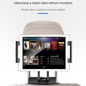 Autóba való tabletás/telefonos tartó, hátsó üléshez, kihúzható, 360°-os forgás, összecsukható, modell PB-45B