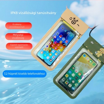 Rajzfilmszerű vízálló telefon tok PU+TPU anyaggal, érintőképernyő, IPX8, nagy átláthatóság, nagy kapacitás, kültéri tevékenységekhez