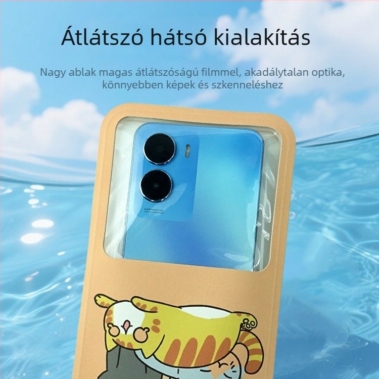 Rajzfilmszerű vízálló telefon tok PU+TPU anyaggal, érintőképernyő, IPX8, nagy átláthatóság, nagy kapacitás, kültéri tevékenységekhez