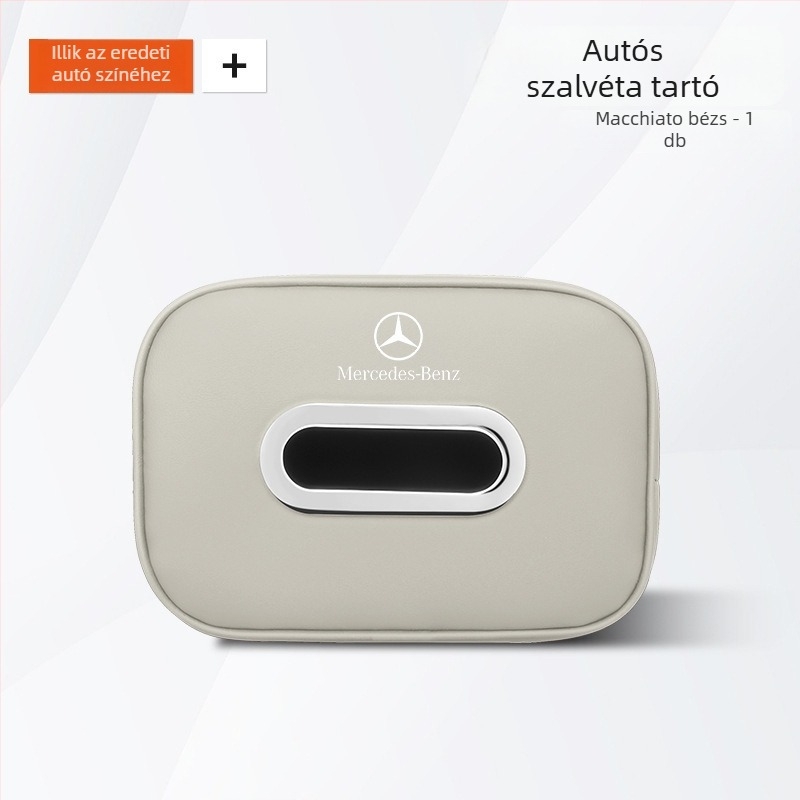 Mercedes‑Benz autó belső téréhez készült bőr zsebkendődoboz – E‑osztály, E300A‑osztály, C‑osztály, GLC/GLB