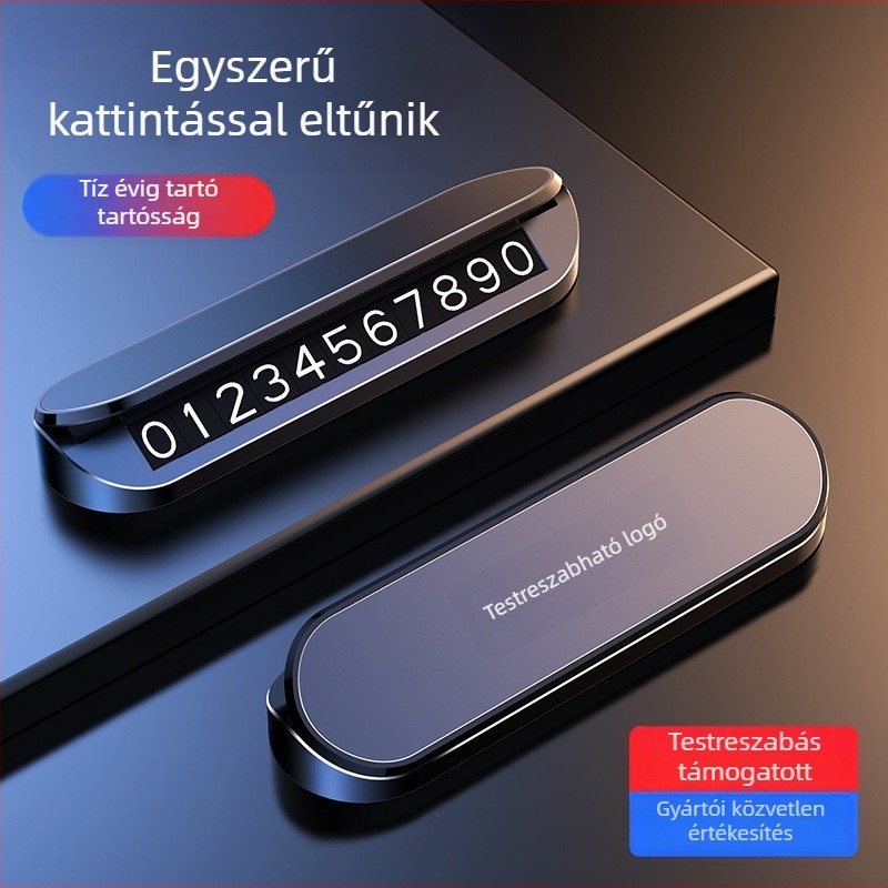 Autó ideiglenes parkolótábla személyre szabott logóval, műanyag, modell V4, logónyomtatás elérhető, rejtett típus