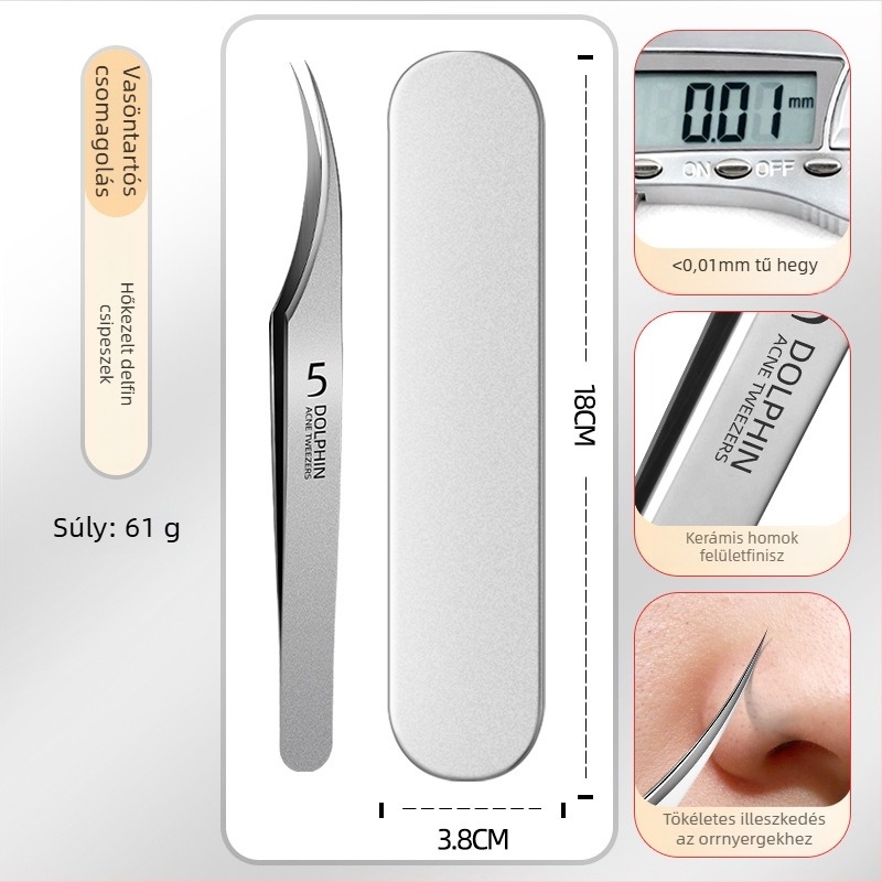 Rozsdamentes acélból készült akne készlet: mitesszer-klipszek és akne-tűk