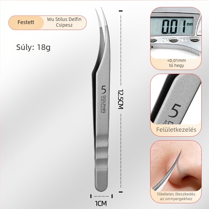 Rozsdamentes acélból készült akne készlet: mitesszer-klipszek és akne-tűk