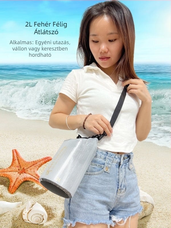 Vízálló bucket táska PVC klipekkel, hálós dizájn, szabadidős stílus, logó nyomtatás, crossbody vállöv