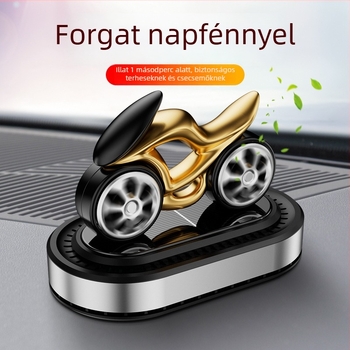Autó illatosító napenergiás forgó dísz – motorkerékpár modell középkonzol dísz, 5–10 ml, párolgási idő 1–15 nap, élettartam 1 év