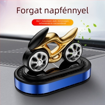 Autó illatosító napenergiás forgó dísz – motorkerékpár modell középkonzol dísz, 5–10 ml, párolgási idő 1–15 nap, élettartam 1 év