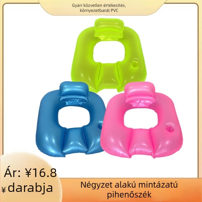 PVC négyszögletes vízben használható felfújható úszóágy Singing Pattern mintával, medencékhez és strandhoz