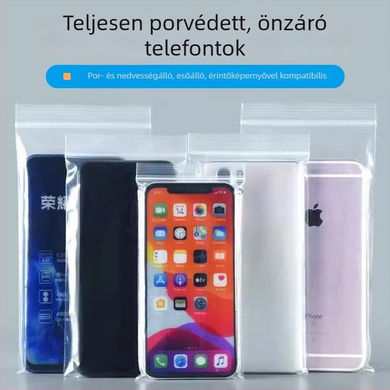 Átlátszó, megerősített telefon tok önzáró záródással, vízálló és porálló, érintőképernyő-kompatibilis