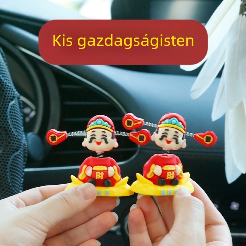 Autó dísz Bőség istene fejét mozgató, karikatúra-stílusú, Friendly márka, dekorációs használat