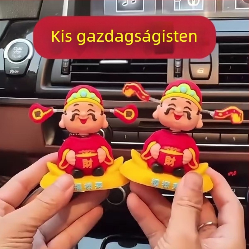 Autó dísz Bőség istene fejét mozgató, karikatúra-stílusú, Friendly márka, dekorációs használat