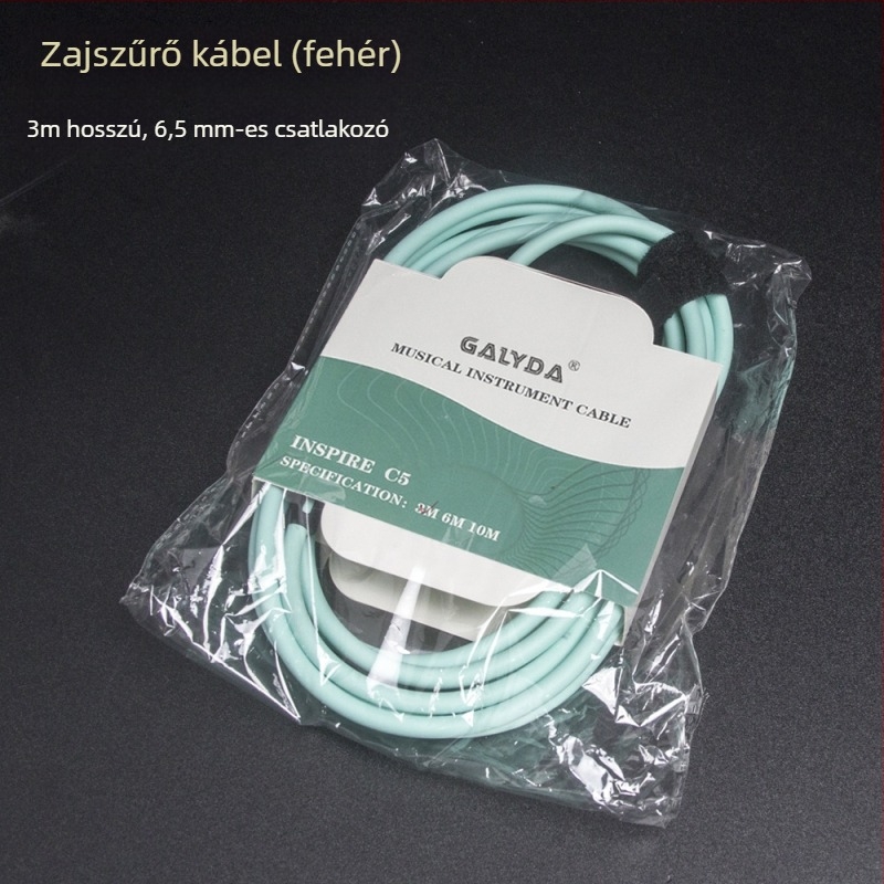 Gitár audió kábel 6,35 mm dugóval — univerzális hangszerkábel ABS/plasztik/metal szerkezettel