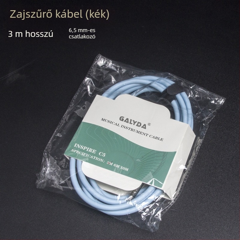 Gitár audió kábel 6,35 mm dugóval — univerzális hangszerkábel ABS/plasztik/metal szerkezettel