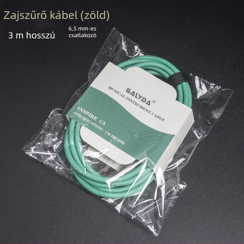Gitár audió kábel 6,35 mm dugóval — univerzális hangszerkábel ABS/plasztik/metal szerkezettel