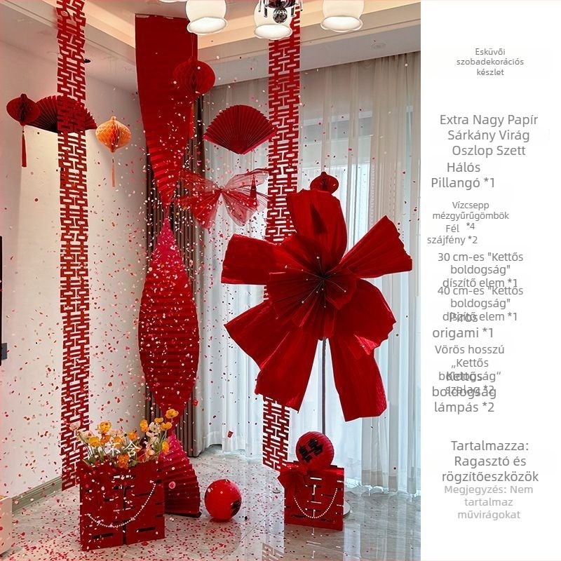 Esküvői szobadekorációs készlet – origami papírgirland, papír csomagolás, Tiantianxifang márka, esküvőre