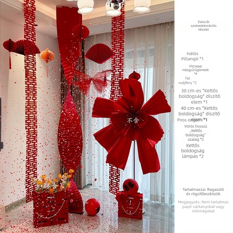 Esküvői szobadekorációs készlet – origami papírgirland, papír csomagolás, Tiantianxifang márka, esküvőre