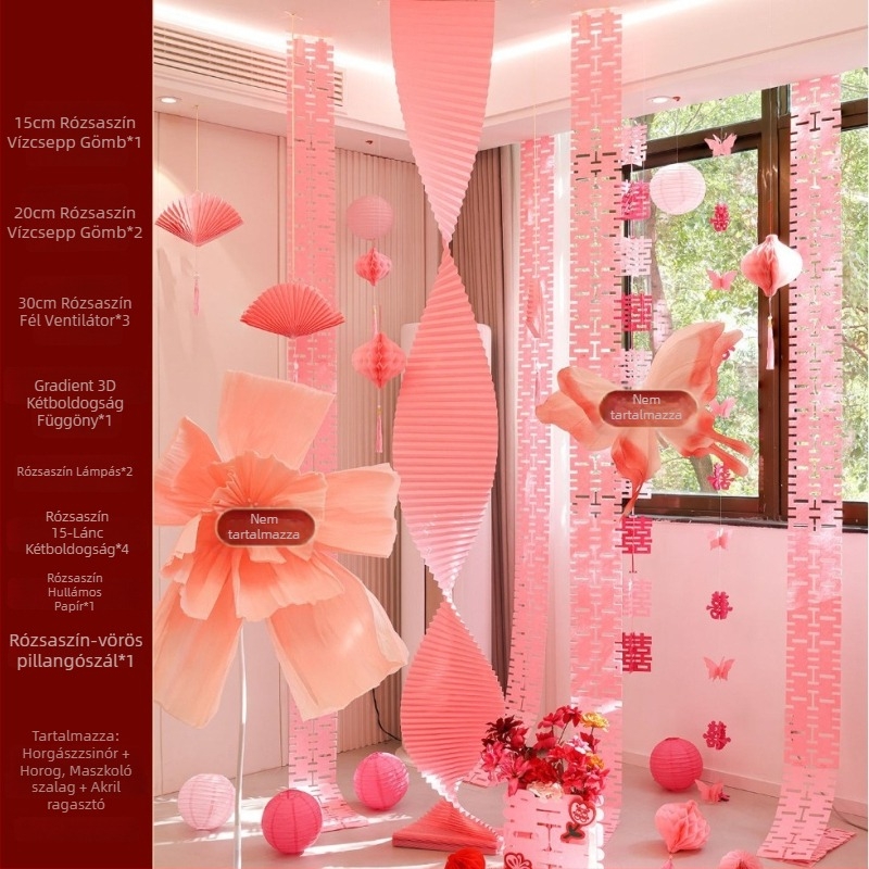 Esküvői szobadekorációs készlet – origami papírgirland, papír csomagolás, Tiantianxifang márka, esküvőre